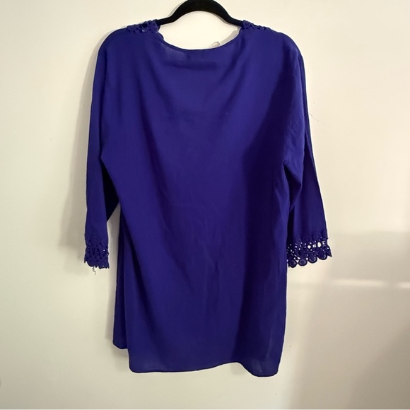 La Blanca Royal Blue Crochet Trim Coverup - Picture 4 of 4
